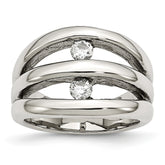 Sophia Jewelers Polished Stainless Steel CZ Ring Elegant Synthetic Stone